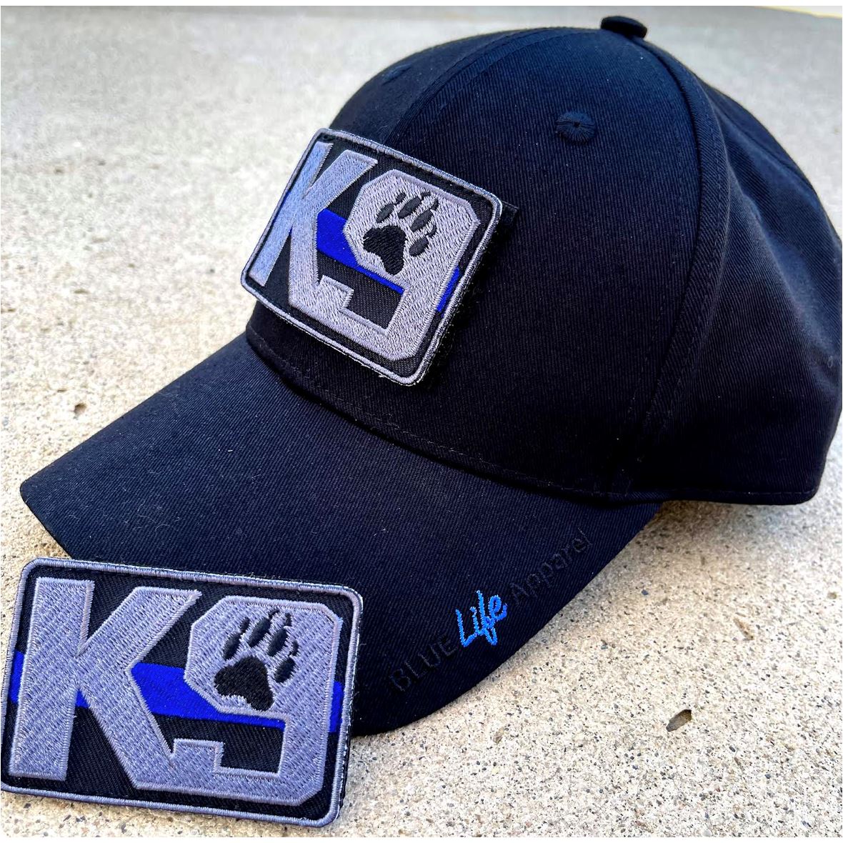 Black Operator's Hat with Thin Blue Line Patch Hats Blue Life Apparel Hat with K9 Patch 