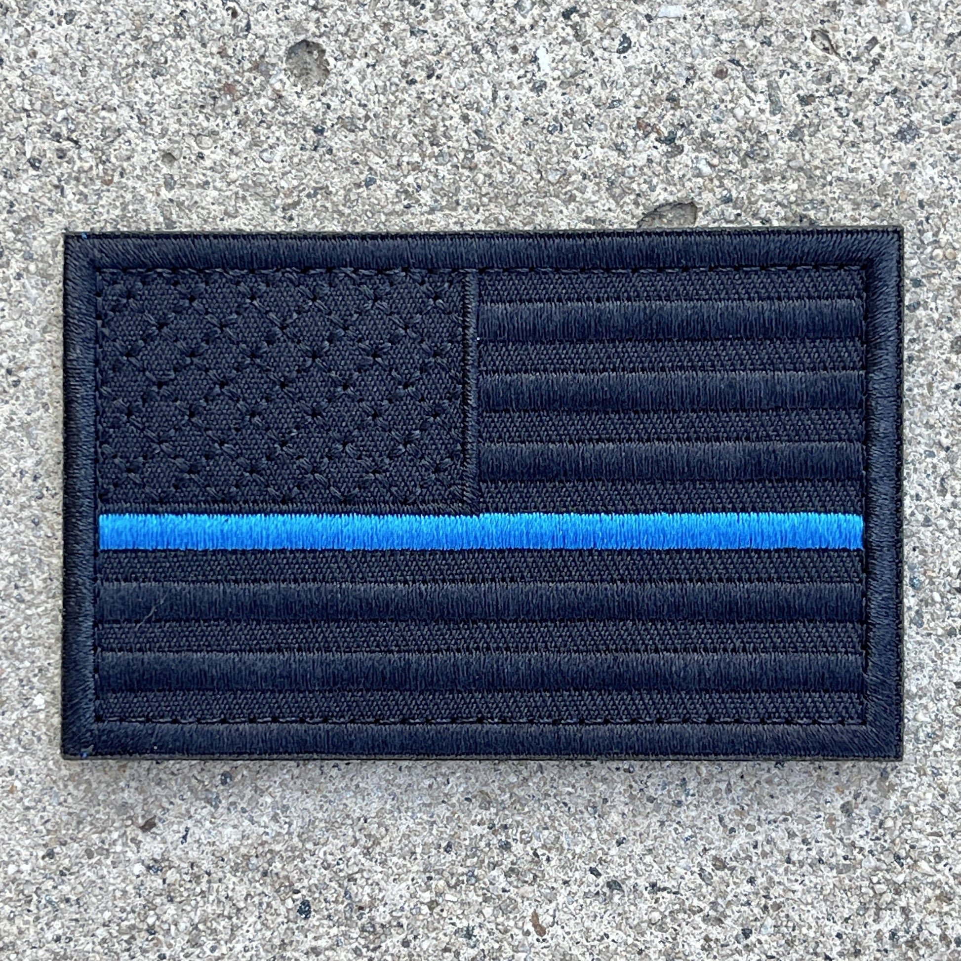 Thin Blue Line Flag Velcro Patch - Black Patches Blue Life Apparel 