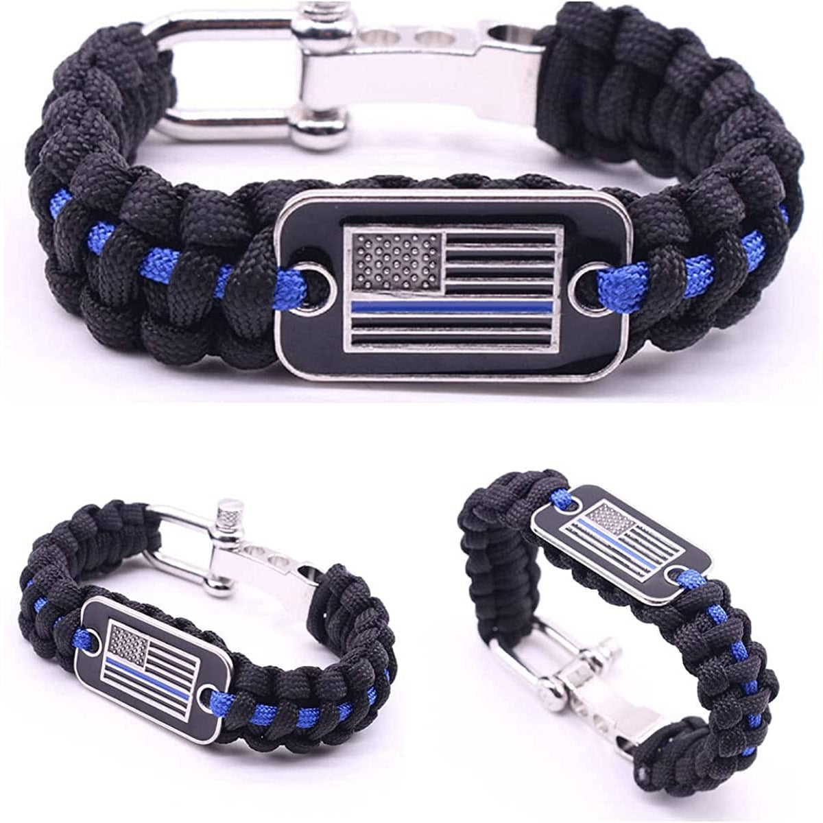 Thin Blue Line Paracord Tactical Bracelet More Blue Life Apparel 