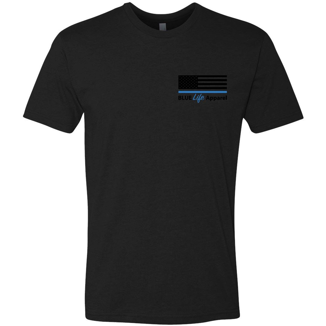 Thin Blue Line Spartan - T-Shirt - Black on Black T-Shirts Blue Life Apparel 