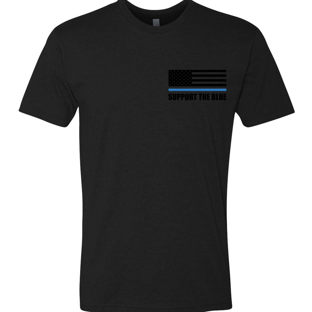 Thin Blue Line "Support The Blue" Flag - T-Shirt - Black T-Shirts Blue Life Apparel 
