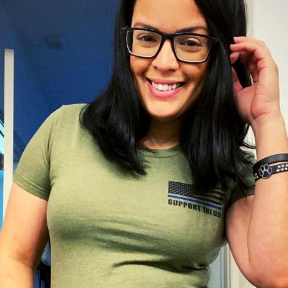 Thin Blue Line "Support The Blue" Flag - T-Shirt - Military Green T-Shirts Blue Life Apparel 