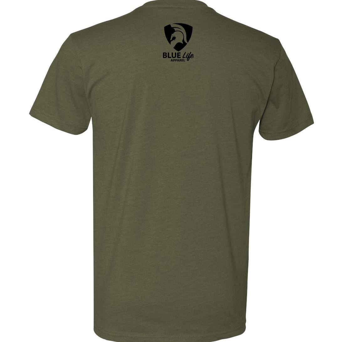 Thin Blue Line "Support The Blue" Flag - T-Shirt - Military Green T-Shirts Blue Life Apparel 