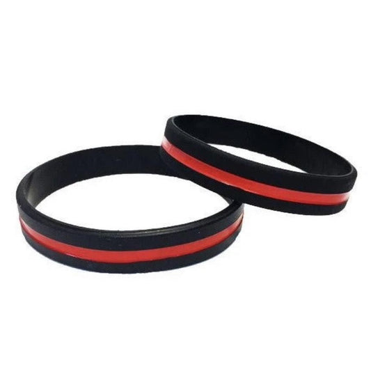 Thin Red Line Silicone Wristband More Blue Life Apparel 