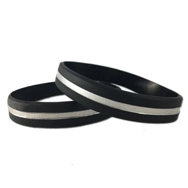 Thin Silver Line Silicone Wristband - Correctional Officer More Blue Life Apparel 