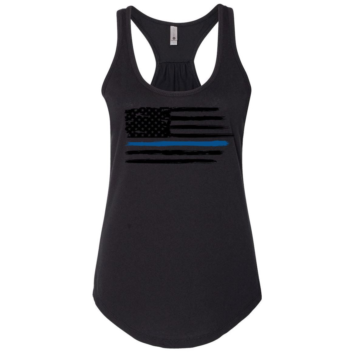 Women's Thin Blue Line Flag Tank - Black T-Shirts Blue Life Apparel 