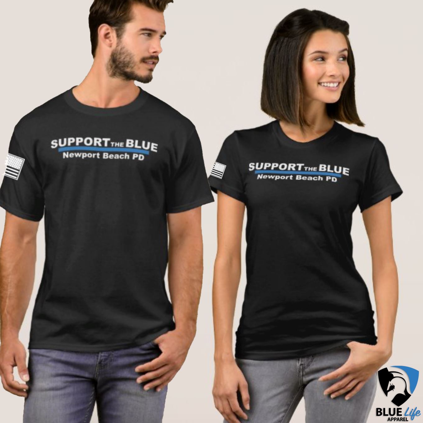 Women's Thin Blue Line "Support The Blue - Newport PD" T-Shirts Blue Life Apparel 